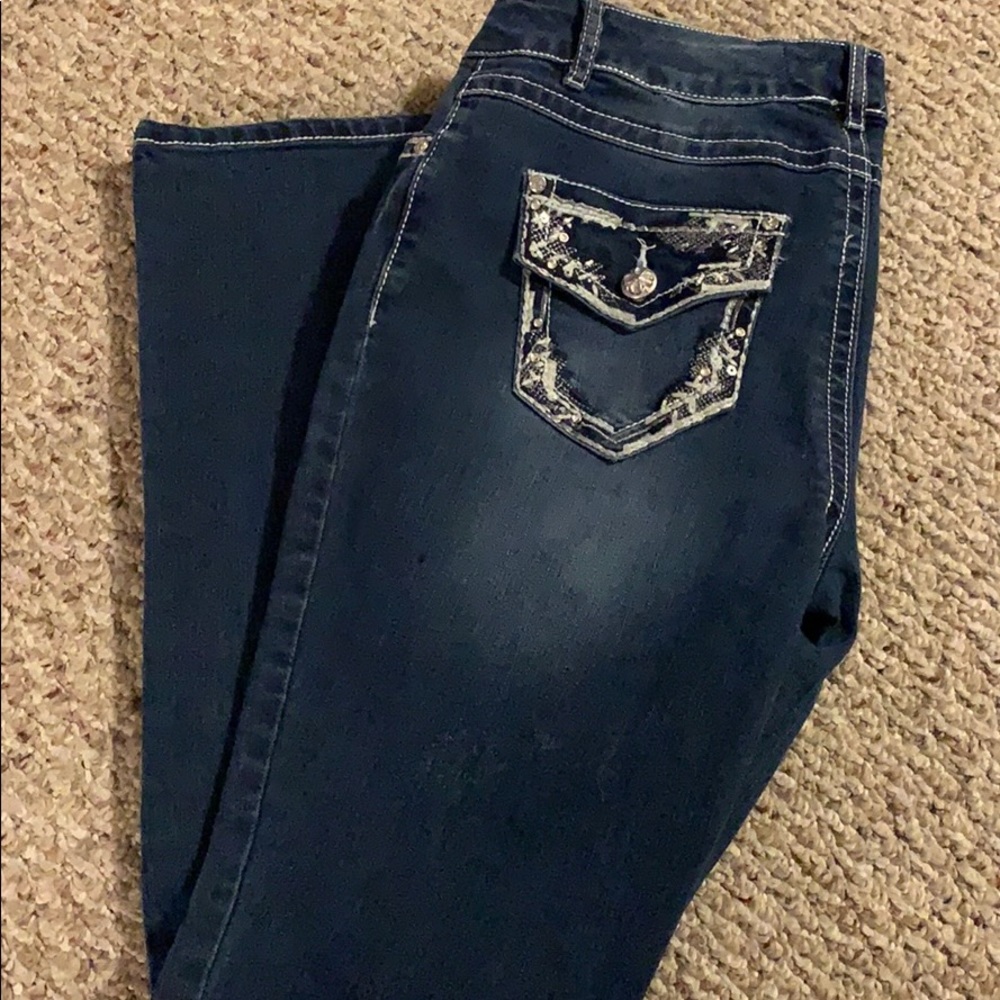 Dark wash denim jeans